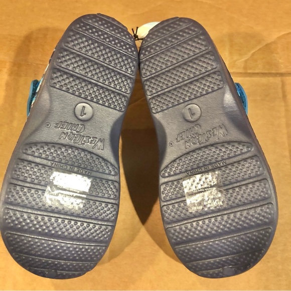 Western Chief Quest Pop Heart Clog Sandal Slip On Sz 1 Toddler Blue Sharks - Picture 6 of 9